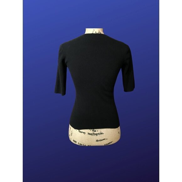 INC INTERNATIONAL CONCEPTS Pre-Owned Scoop Neck Knit Top, BLACK, Size S - Picture 2 of 7